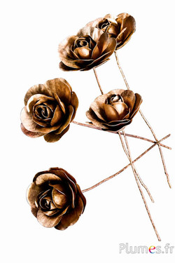 Rosa in legno - Ø 8 cm - dorato